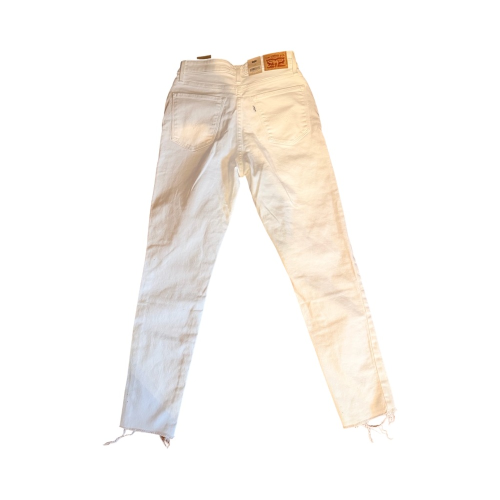 Levi Strauss ‎ 721 High Rise Skinny Ankle Jeans White Distressed Raw Hem Size 28 - Picture 5 of 7